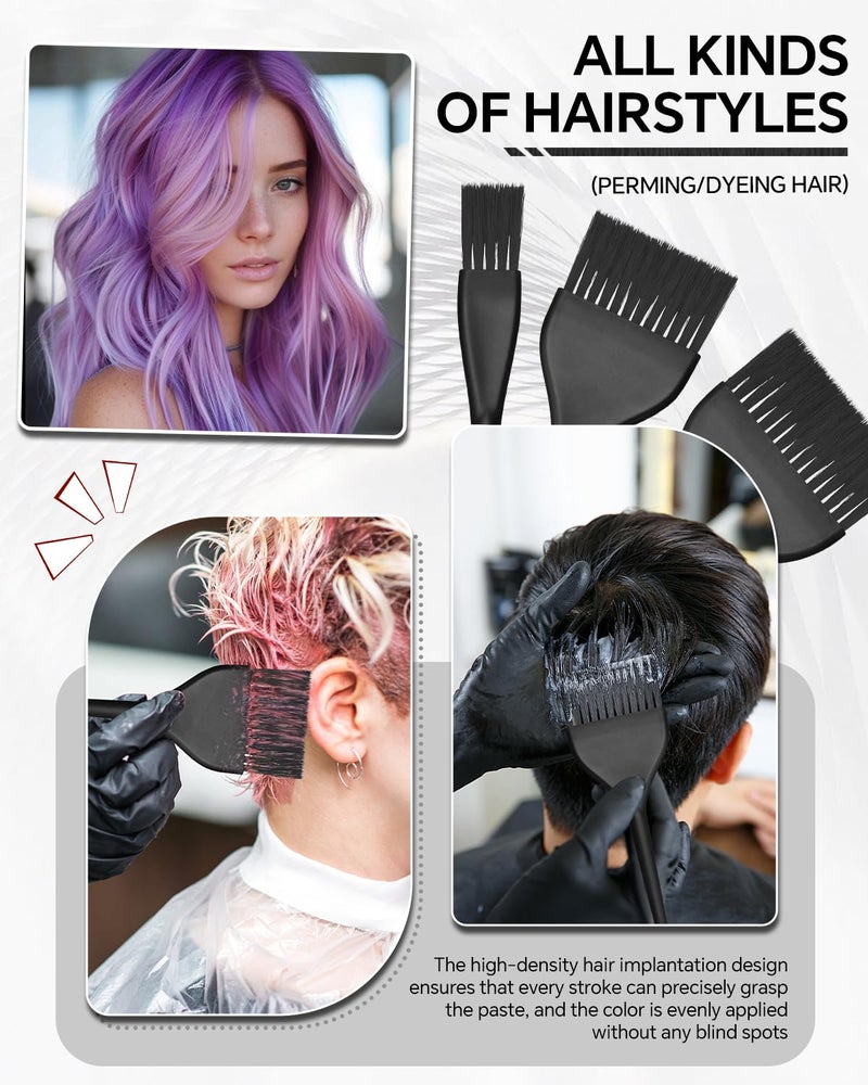 BarberTop 3 Pack Hair Color Brush Set - Professional Hair Dye Brush for Stylist, for Highlighting, Tint and Coloring Sections - Women Men Salon Use Home DIY Dyeing - Image 4